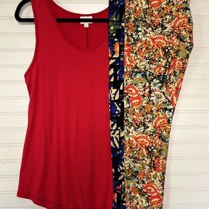 3 piece set Large LulaRoe Tank Top outfit TC floral Leggings BNWT